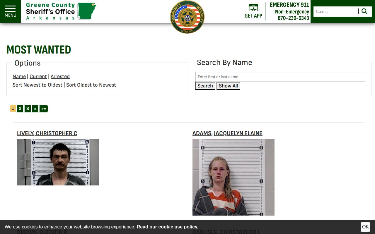 Greene County Sheriff Most Wanted search
