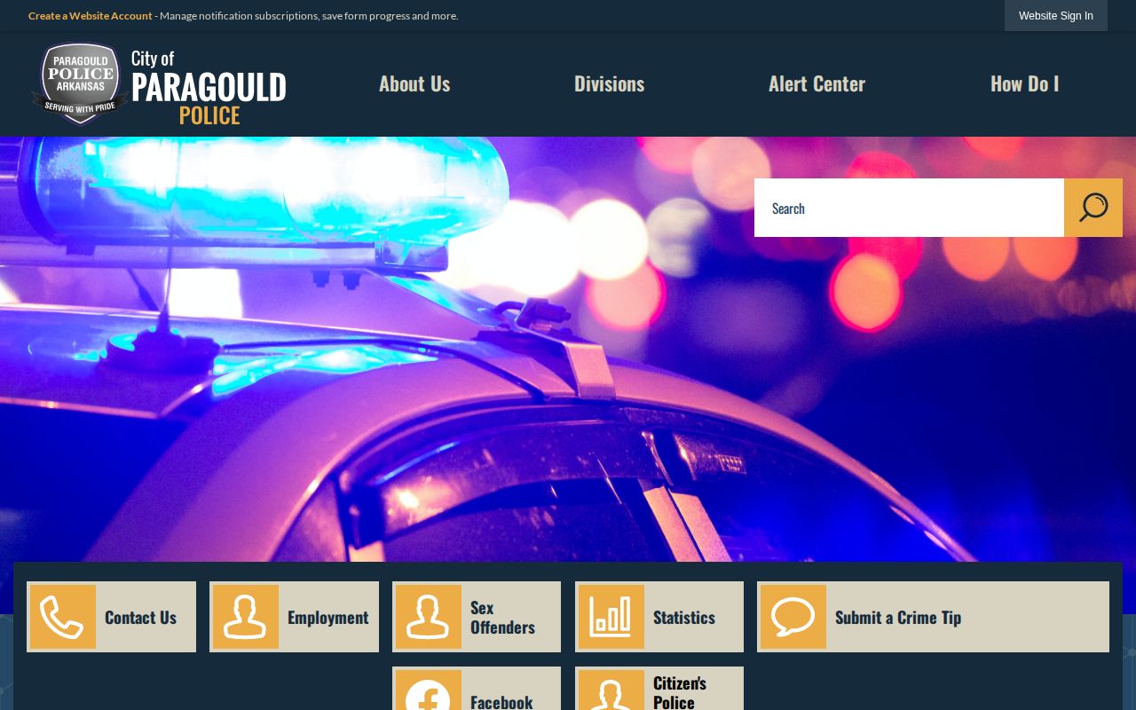 Paragould Police Department official website captured for police records guidance