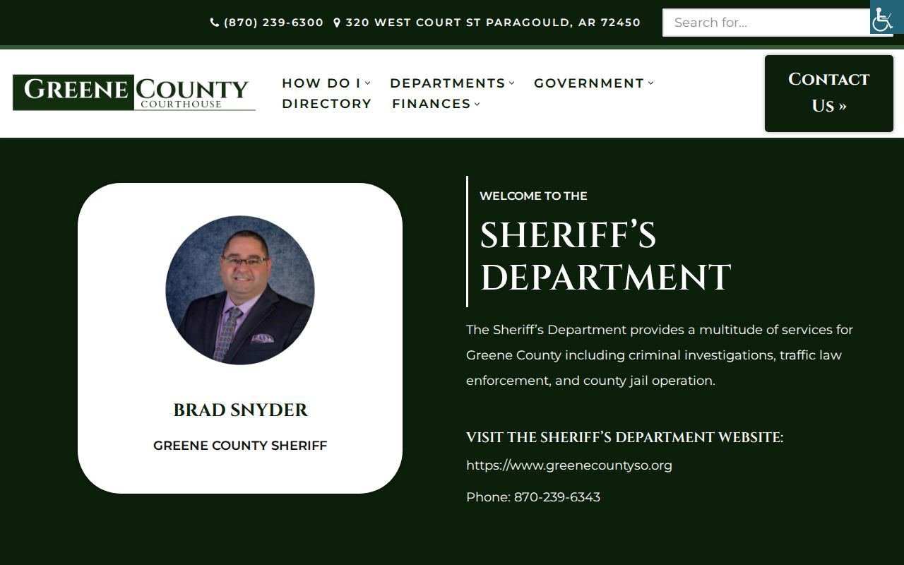 Official Greene County sheriff department page linking to VINELink